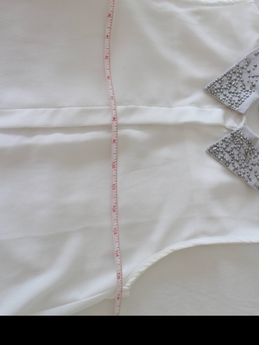 Elodie Embellished Gray Collar White Button-Down Sleeveless Blouse Shirt Size S - Picture 4 of 4